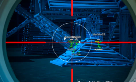 Fortnite radar hack and ESP overlay showing enemy names, health bars, and range markers
